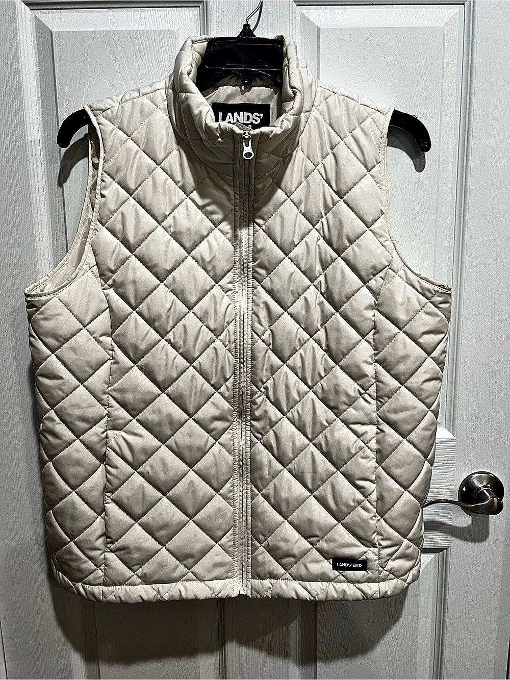 Lands' End Quilted Puffer Vest Cream XL
